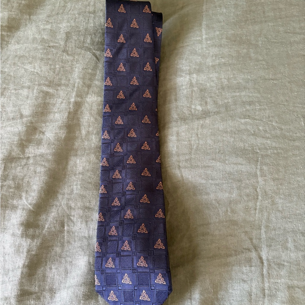 Navy Patterned Tie - image 2